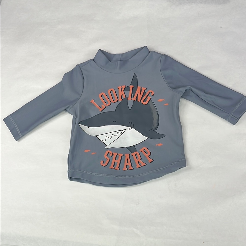 Carter's Gray Shark Graphic Rashguard